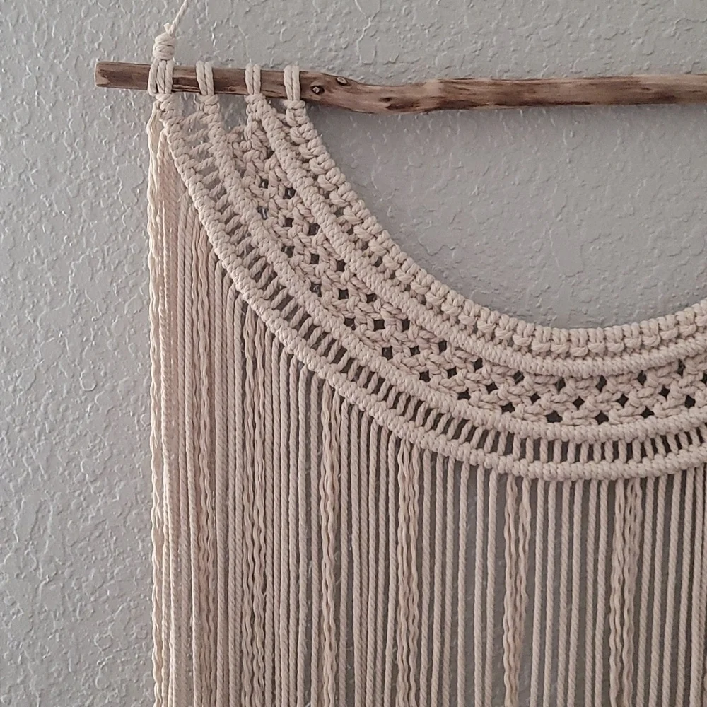 Handcrafted Macrame Wall Hanging Real Oak Natural Boho Catcher and Cord OS